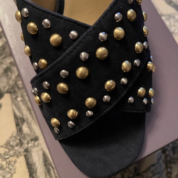 Ann Taylor SUEDE STUDDED SANDALS Block Heel 467428 - Picture 4 of 11